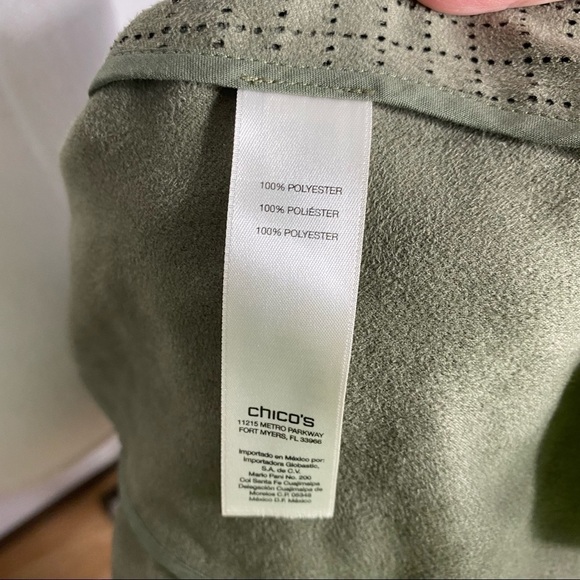 Chico’s Laser Cut Faux Leather Vest Sz 1 Medium Green No Closure - Picture 7 of 10